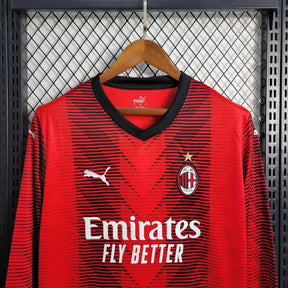 Camisa Milan Home Manga Longa 23/24 - Versão Torcedor