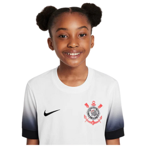Conjunto Infantil Corinthians I 24/25 - Branco e Preto